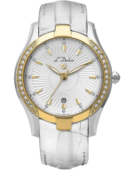 L'Duchen LDuchen D 201.36.33  D 201.36.33 кварцевые женские часы белый циферблат, браслет кожаный — вид спереди